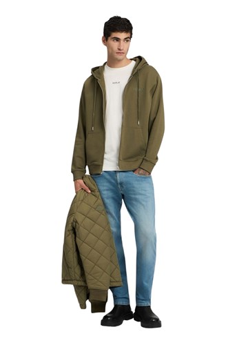 Replay MASLINASTOZELENI SWEATSHIRT S KAPULJAČOM I ZATVARAČEM - 1