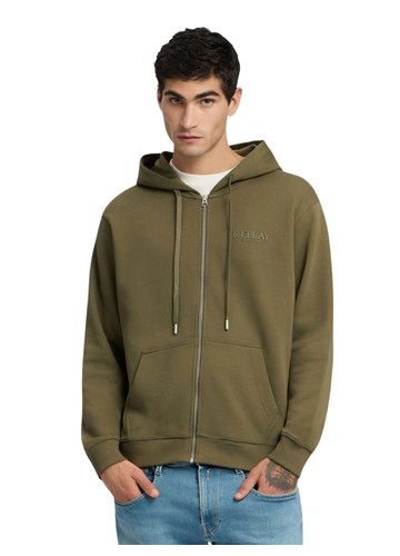 Replay MASLINASTOZELENI SWEATSHIRT S KAPULJAČOM I ZATVARAČEM - 2