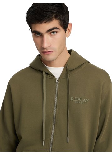 Replay MASLINASTOZELENI SWEATSHIRT S KAPULJAČOM I ZATVARAČEM - 5