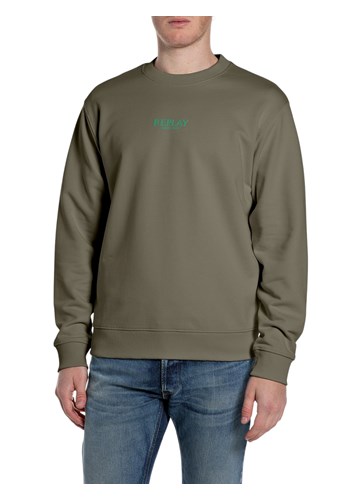 Replay MASLINASTOZELENI SWEATSHIRT S NATPISOM REPLAY SINCE 1981 - 1