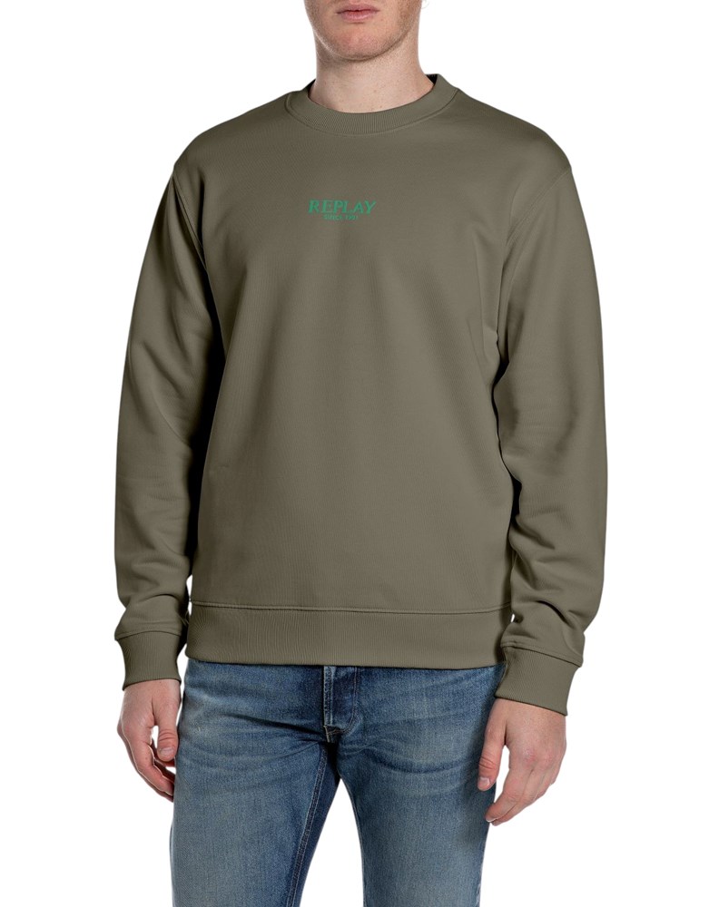 Replay MASLINASTOZELENI SWEATSHIRT S NATPISOM REPLAY SINCE 1981 - 1