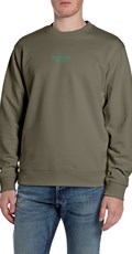 MASLINASTOZELENI SWEATSHIRT S NATPISOM REPLAY SINCE 1981 - 1