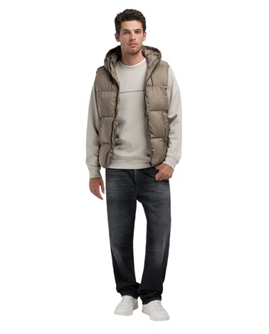 Replay mat bež prošiveni prsluk s kapuljačom