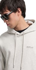 MELANGE SIVI SWEATSHIRT S IZVEZENIM NATPISOM I KAPULJAČOM - 5