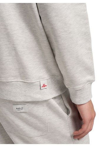 Replay MELANGE SIVI SWEATSHIRT S IZVEZENIM NATPISOM I KAPULJAČOM - 6