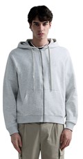 MELANŽ SIVA MAJICA OD FROTIRA S KAPULJAČOM I ZATVARAČEM - 3