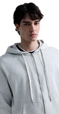 MELANŽ SIVA MAJICA OD FROTIRA S KAPULJAČOM I ZATVARAČEM - 5