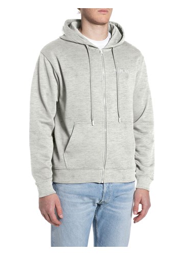 Replay MELANŽ SIVA MAJICA OD FROTIRA S KAPULJAČOM I ZATVARAČEM - 1