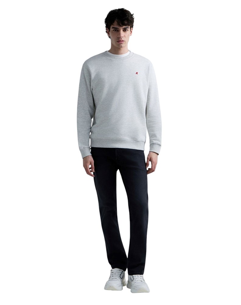 Replay MELANŽ SIVI SWEATSHIRT OD FROTIRA S IZVEZENIM SLOVOM R - 1