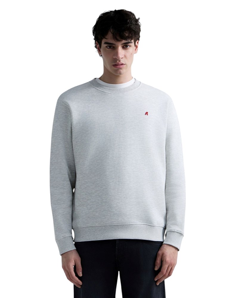 Replay MELANŽ SIVI SWEATSHIRT OD FROTIRA S IZVEZENIM SLOVOM R - 2