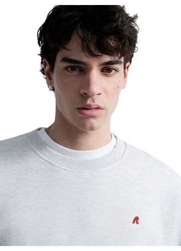 Replay MELANŽ SIVI SWEATSHIRT OD FROTIRA S IZVEZENIM SLOVOM R - 5