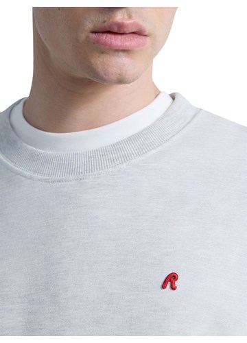 Replay MELANŽ SIVI SWEATSHIRT OD FROTIRA S IZVEZENIM SLOVOM R - 6