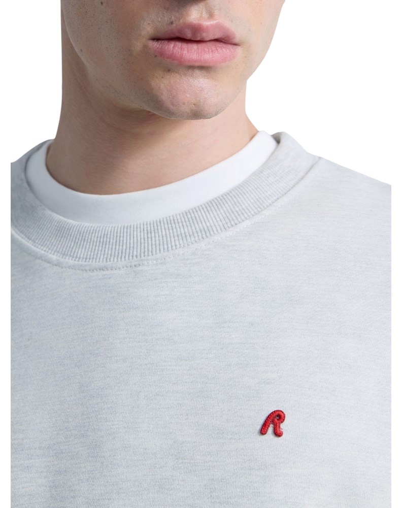 Replay MELANŽ SIVI SWEATSHIRT OD FROTIRA S IZVEZENIM SLOVOM R - 6