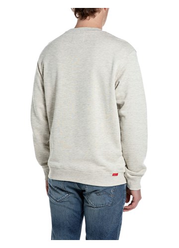 Replay MELANŽ SIVI SWEATSHIRT OD FROTIRA S IZVEZENIM SLOVOM R - 2
