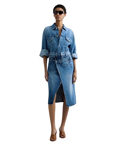 Replay midi suknja od jeansa s duplim kopčanjem