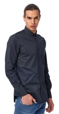 MUŠKA SLIM FIT KOŠULJA U TAMNO PLAVOJ BOJI - 3