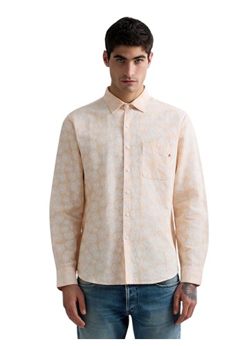 Replay NARANČASTA KOŠULJA OD LANA I PAMUKA S CVJETNIM UZORKOM - 2