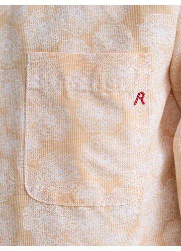 Replay NARANČASTA KOŠULJA OD LANA I PAMUKA S CVJETNIM UZORKOM - 6