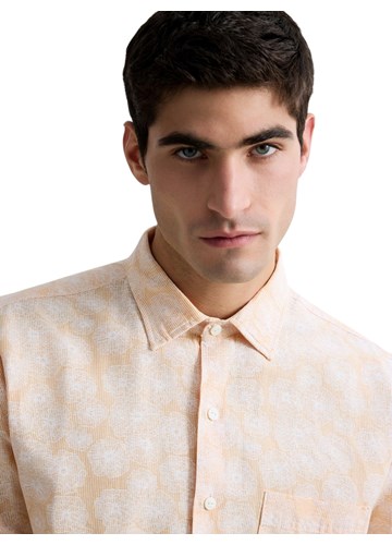 Replay NARANČASTA KOŠULJA OD LANA I PAMUKA S CVJETNIM UZORKOM - 5