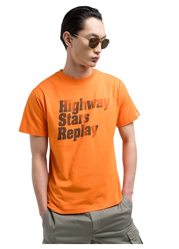 Replay NARANČASTA MAJICA S PRINTOM HIGHWAY STARS REPLAY - 1