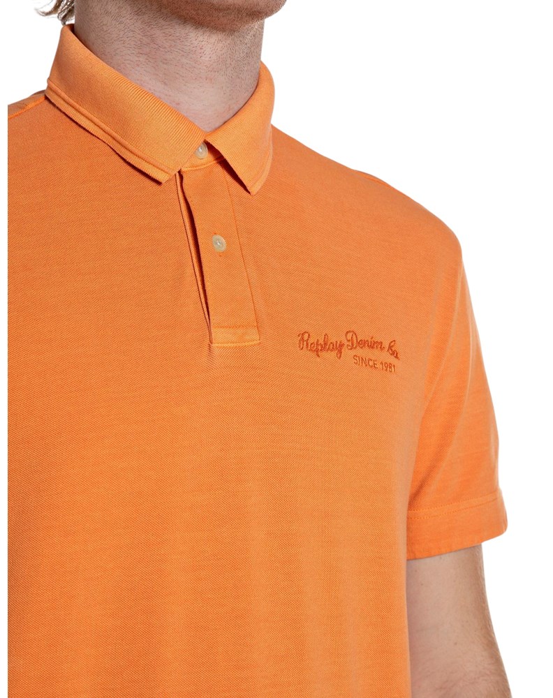 Replay NARANČASTA POLO MAJICA S IZVEZENIM LOGOM - 3