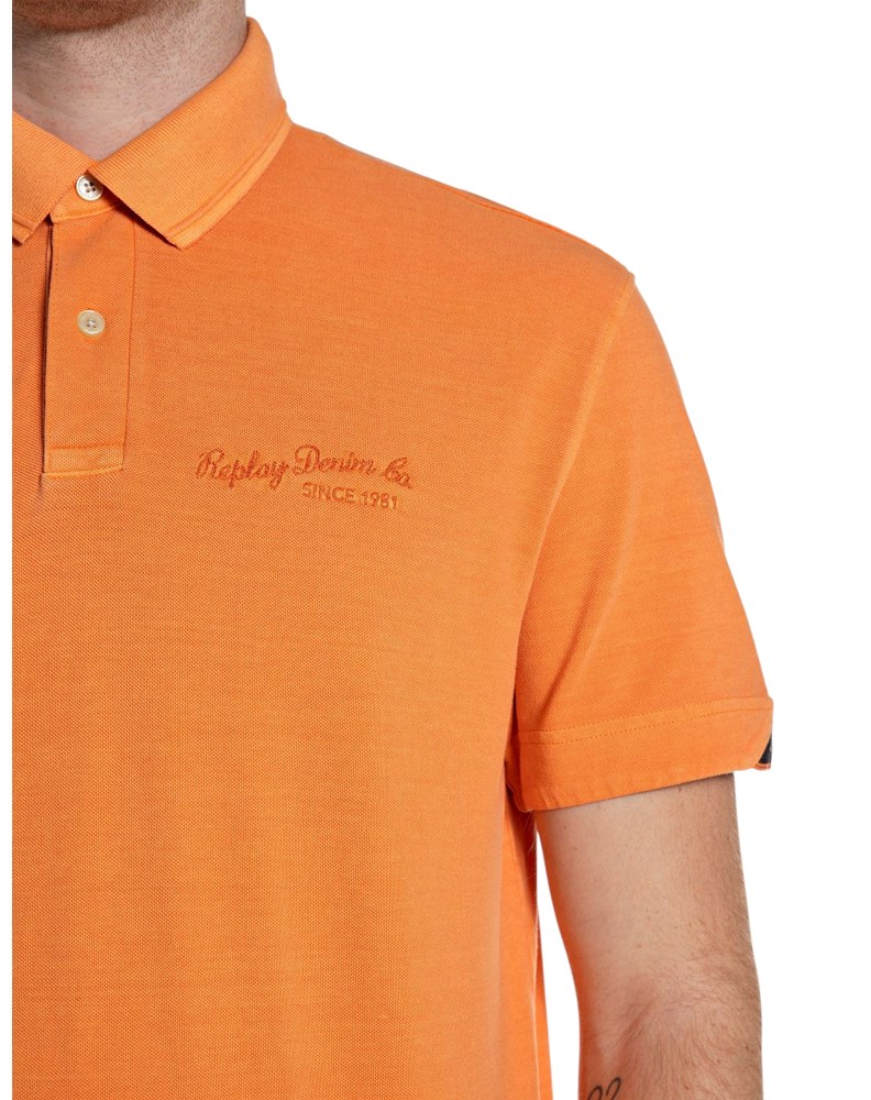 Replay NARANČASTA POLO MAJICA S IZVEZENIM LOGOM - 4