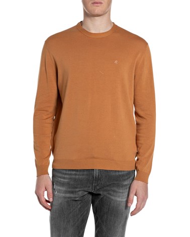 Replay narančasti pulover regularnog kroja s izvezenim slovom r