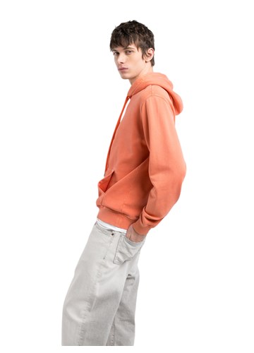 Replay NARANČASTI SWEATSHIRT S KAPULJAČOM I PRINTOM BROJA - 2