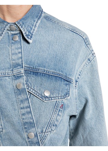 Replay OVERSIZED DENIM KOŠULJA U ISPRANOJ PLAVOJ BOJI - 5
