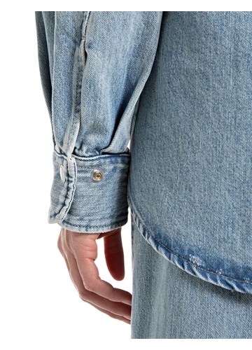 Replay OVERSIZED DENIM KOŠULJA U ISPRANOJ PLAVOJ BOJI - 7