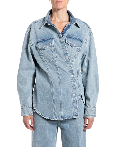 Replay oversized denim košulja u ispranoj plavoj boji