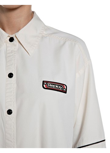 Replay OVERSIZED KOŠULJA OD KEPERA S UKRASNIM ŠAVOVIMA - 4