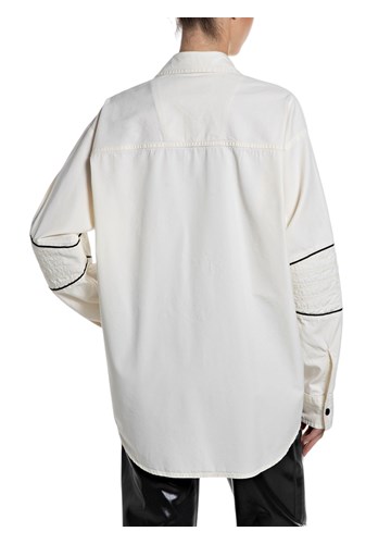 Replay OVERSIZED KOŠULJA OD KEPERA S UKRASNIM ŠAVOVIMA - 2