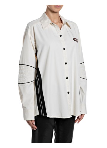 Replay OVERSIZED KOŠULJA OD KEPERA S UKRASNIM ŠAVOVIMA - 1