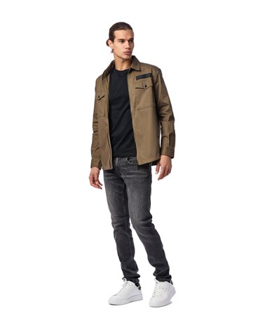 Replay pamučna zelena košulja sa zipom u vojničkom stilu