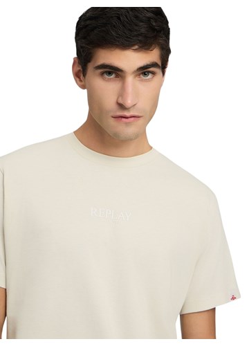 Replay PAMUČNA BIJELA MAJICA S NATPISOM U ISTOJ BOJI - 5