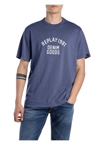 Replay PLAVA DRES MAJICA S NATPISOM REPLAY DENIM GOODS 1981 - 1
