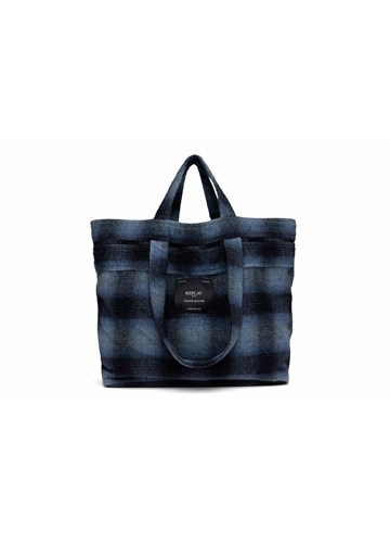 Replay PLAVA KARIRANA TORBA OD MJEŠAVINE VUNE  - 1