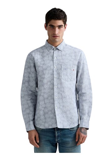 Replay PLAVA KOŠULJA OD LANA I PAMUKA S CVJETNIM UZORKOM - 7