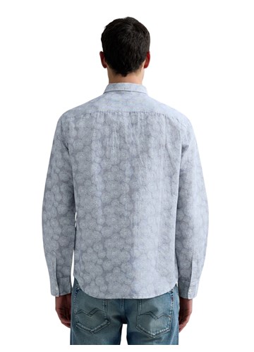 Replay PLAVA KOŠULJA OD LANA I PAMUKA S CVJETNIM UZORKOM - 2