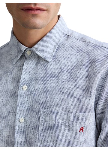 Replay PLAVA KOŠULJA OD LANA I PAMUKA S CVJETNIM UZORKOM - 5