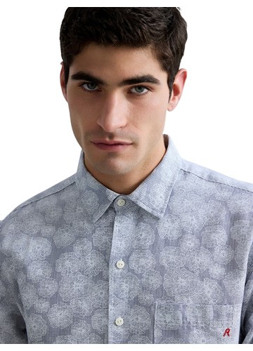 Replay PLAVA KOŠULJA OD LANA I PAMUKA S CVJETNIM UZORKOM - 6