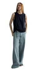 PLAVA MAJICA BEZ RUKAVA S VEZICAMA - 1