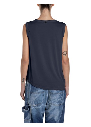 Replay PLAVA MAJICA BEZ RUKAVA S VEZICAMA - 2