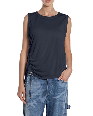 Replay plava majica bez rukava s vezicama