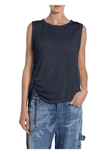 Replay PLAVA MAJICA BEZ RUKAVA S VEZICAMA - 1