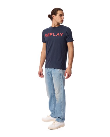 Replay plava majica kratkih rukava s classic replay printom