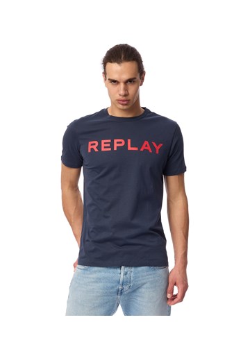Replay PLAVA MAJICA KRATKIH RUKAVA S CLASSIC REPLAY PRINTOM - 2