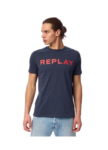 Replay PLAVA MAJICA KRATKIH RUKAVA S CLASSIC REPLAY PRINTOM - 3