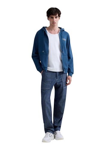 Replay PLAVA MAJICA OD FROTIRA S KAPULJAČOM I ZATVARAČEM - 1